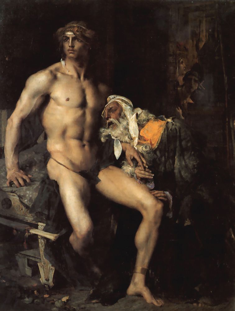Priam aux pieds d’Achille dans une peinture de Jules Bastien-Lepage, 1876.