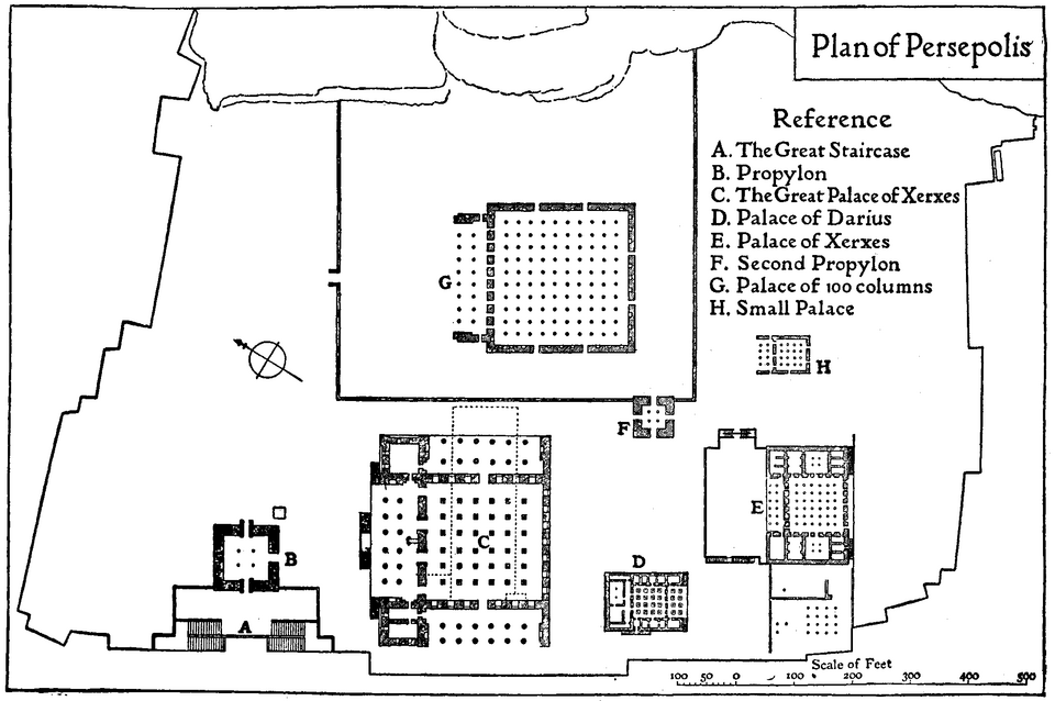 Plan de la terrasse de Persépolis dans l’Encyclopaedia Britannica de 1911.