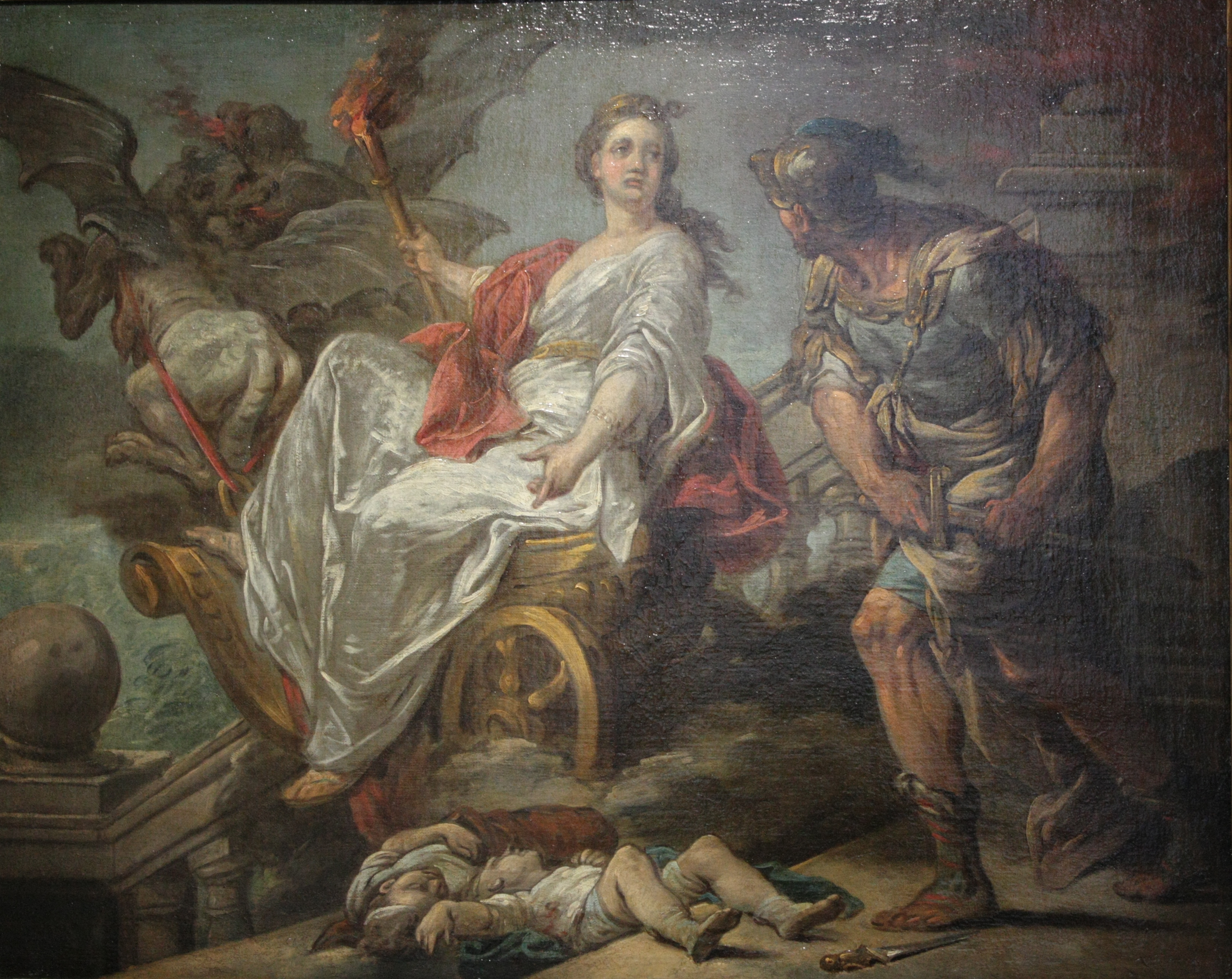Médée et Jason dans un tableau du XVIIIe siècle de Carle van Loo, conservé au musée des Beaux-Arts de Pau.